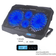 S18 Aluminum Four Fans Gaming Laptop Cooling Pad Foldable Holder with Wind Speed Display(Green)