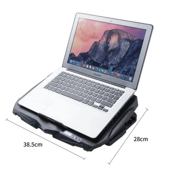 S18 Aluminum Four Fans Gaming Laptop Cooling Pad Foldable Holder with Wind Speed Display(Green)