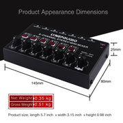 B020 Mini 6-Channel Stereo Audio Mixer Musical Instrument Mixer Electric Wind Electric Guitar Electronic Piano Drums Mixer