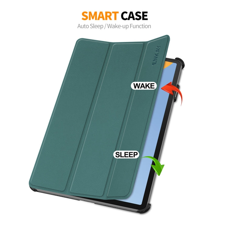 For Huawei MatePad 11 2023 ENKAY Tri-fold Custer Texture Leather Stand Smart Case(Grey) - Huawei by ENKAY | Online Shopping South Africa | PMC TechLife | Buy Now Pay Later Mobicred