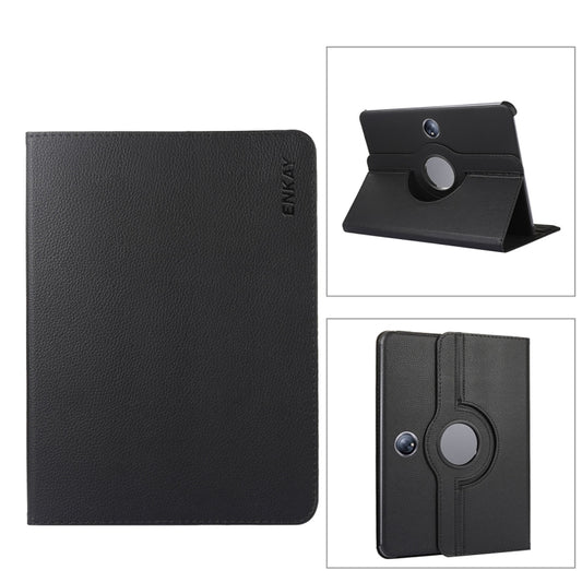 For OnePlus Pad / OPPO Pad 2 ENKAY 360 Degree Rotation Stand Litchi Leather Smart Tablet Case(Black) - free shipping - PMC Jewellery - Order now!