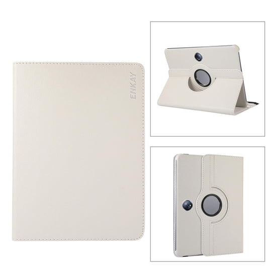 For OnePlus Pad / OPPO Pad 2 ENKAY 360 Degree Rotation Stand Litchi Leather Smart Tablet Case(White) - free shipping - PMC Jewellery - Order now!