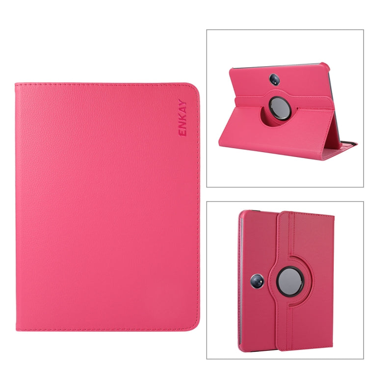 For OnePlus Pad / OPPO Pad 2 ENKAY 360 Degree Rotation Stand Litchi Leather Smart Tablet Case(Rose) - free shipping - PMC Jewellery - Order now!