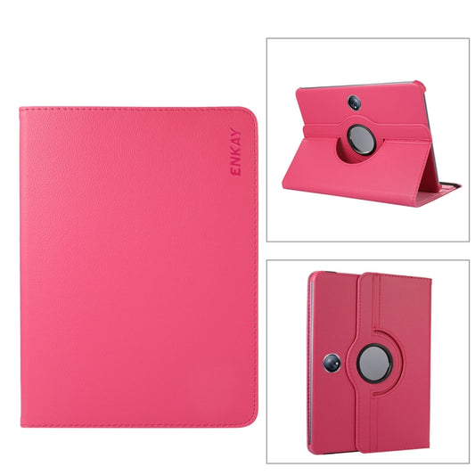 For OnePlus Pad / OPPO Pad 2 ENKAY 360 Degree Rotation Stand Litchi Leather Smart Tablet Case(Rose) - free shipping - PMC Jewellery - Order now!