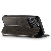 For iPhone 12 Pro Max Suteni J05 Leather Magnetic Magsafe Phone Case(Black)