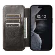 For iPhone 12 Pro Max Suteni J05 Leather Magnetic Magsafe Phone Case(Black)