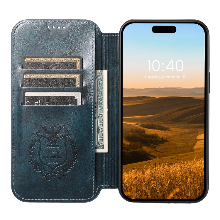 For iPhone 14 Suteni J05 Leather Magnetic Magsafe Phone Case(Blue)