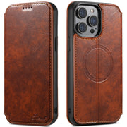 For iPhone 14 Pro Suteni J05 Leather Magnetic Magsafe Phone Case(Khaki)