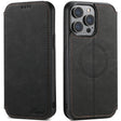 For iPhone 12 Pro Max Suteni J06 Retro Matte Litchi Texture Leather Magnetic Magsafe Phone Case(Black) - iPhone 12 Pro Max Cases by Suteni | Online Shopping South Africa | PMC TechLife | Buy Now Pay Later Mobicred