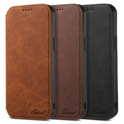 For iPhone 12 Pro Max Suteni J06 Retro Matte Litchi Texture Leather Magnetic Magsafe Phone Case(Black)
