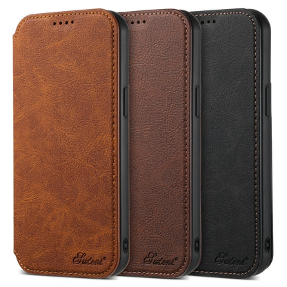 For iPhone 13 Pro Max Suteni J06 Retro Matte Litchi Texture Leather Magnetic Magsafe Phone Case(Khaki) - free shipping - PMC Jewellery - Order now!