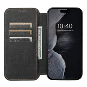 For iPhone 14 Plus Suteni J06 Retro Matte Litchi Texture Leather Magnetic Magsafe Phone Case(Black)
