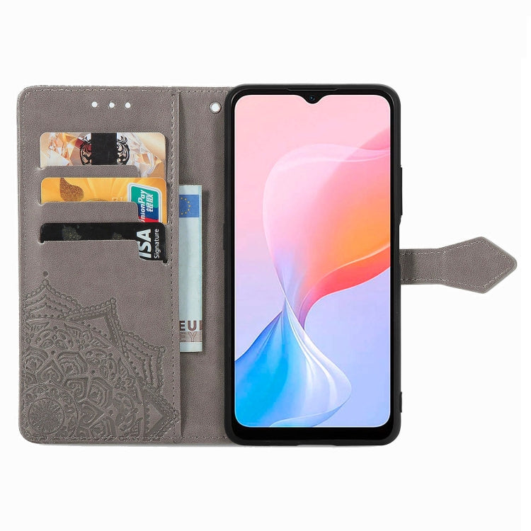For Blackview A85 Mandala Flower Embossed Leather Phone Case(Gray) - More Brand by PMC TechLife | Online Shopping South Africa | PMC TechLife | Buy Now Pay Later Mobicred