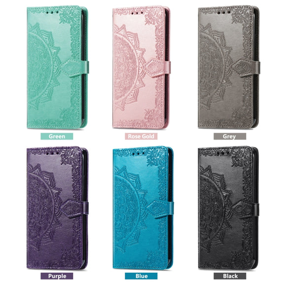 For Blackview A85 Mandala Flower Embossed Leather Phone Case(Blue)