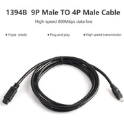 JUNSUNMAY FireWire High Speed Premium DV 800 9 Pin Male To FireWire 400 4 Pin Male IEEE 1394 Cable, Length:4.5m