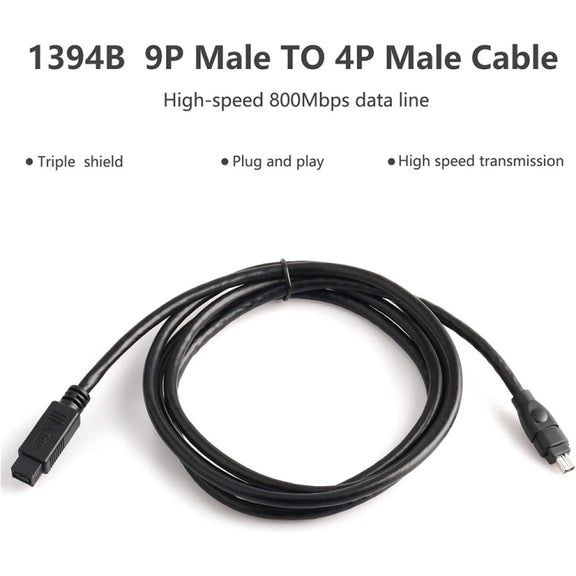 JUNSUNMAY FireWire High Speed Premium DV 800 9 Pin Male To FireWire 400 4 Pin Male IEEE 1394 Cable, Length:4.5m