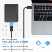 1 PCS JUNSUNMAY USB-C / Type-C Female to Male USB 3.0 Micro B Adapter Converter