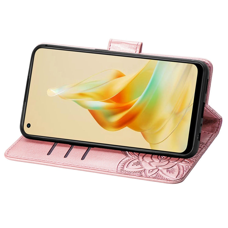 For OPPO Reno8 T 4G Butterfly Love Flower Embossed Leather Phone Case(Rose Gold) - OPPO Cases by PMC TechLife | Online Shopping South Africa | PMC TechLife | Buy Now Pay Later Mobicred