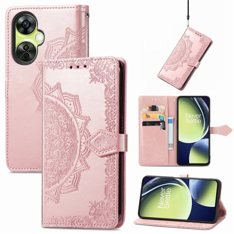 For OnePlus Nord CE 3 Lite Mandala Flower Embossed Leather Phone Case(Rose Gold) - OnePlus Cases by PMC TechLife | Online Shopping South Africa | PMC TechLife | Buy Now Pay Later Mobicred