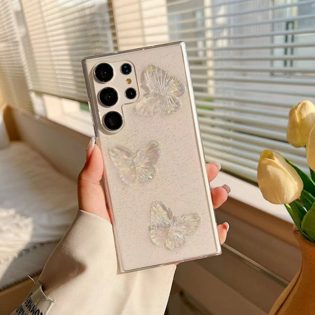For Samsung Galaxy S22+ 5G Clear Crystal Butterflies TPU Phone Case(Transparent)
