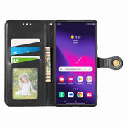 For Samsung Galaxy S25 Ultra 5G Retro Solid Color Buckle Leather Phone Case(Black)