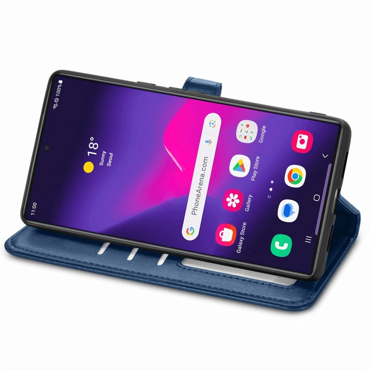 For Samsung Galaxy S25 Ultra 5G Retro Solid Color Buckle Leather Phone Case(Blue)