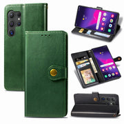 For Samsung Galaxy S25 5G Retro Solid Color Buckle Leather Phone Case(Green)