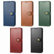 For Samsung Galaxy S25 Ultra 5G Retro Solid Color Buckle Leather Phone Case(Brown)