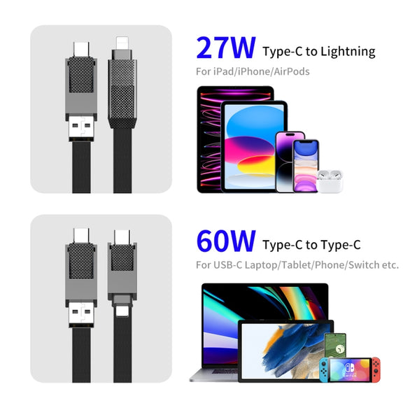 ENKAY ENK-CB134 4-in-1 60W USB-A / Type-C to 8 Pin / Type-C Nylon Braided Magnetic Fast Charging Data Cable, Cable Length:1.2m