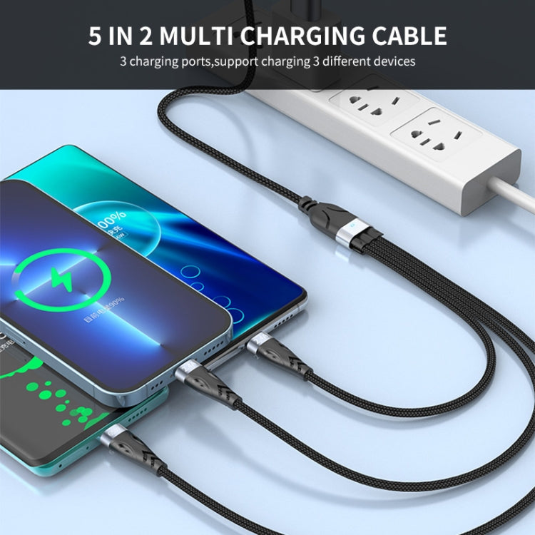 ENKAY ENK-CB135 5-in-1 65W USB-A & USB-C to 8 Pin / Type-C / Micro USB Multifunctional Charging Cable with Indicator Light, Cable Length:2m - free shipping - PMC Jewellery - Order now!