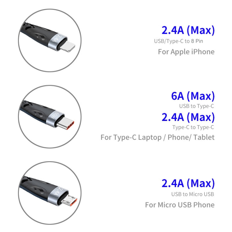 ENKAY ENK-CB135 5-in-1 65W USB-A & USB-C to 8 Pin / Type-C / Micro USB Multifunctional Charging Cable with Indicator Light, Cable Length:2m - free shipping - PMC Jewellery - Order now!