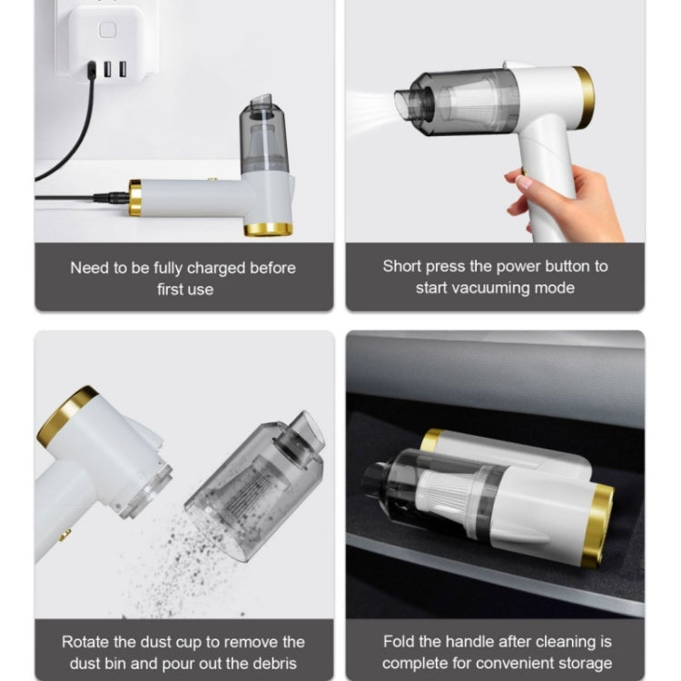 Q8 LED Light Wireless Portable Handheld Car Foldable 9000Pa Suction Vacuum Cleaner(Green) - free shipping - PMC TechLife - Order now!