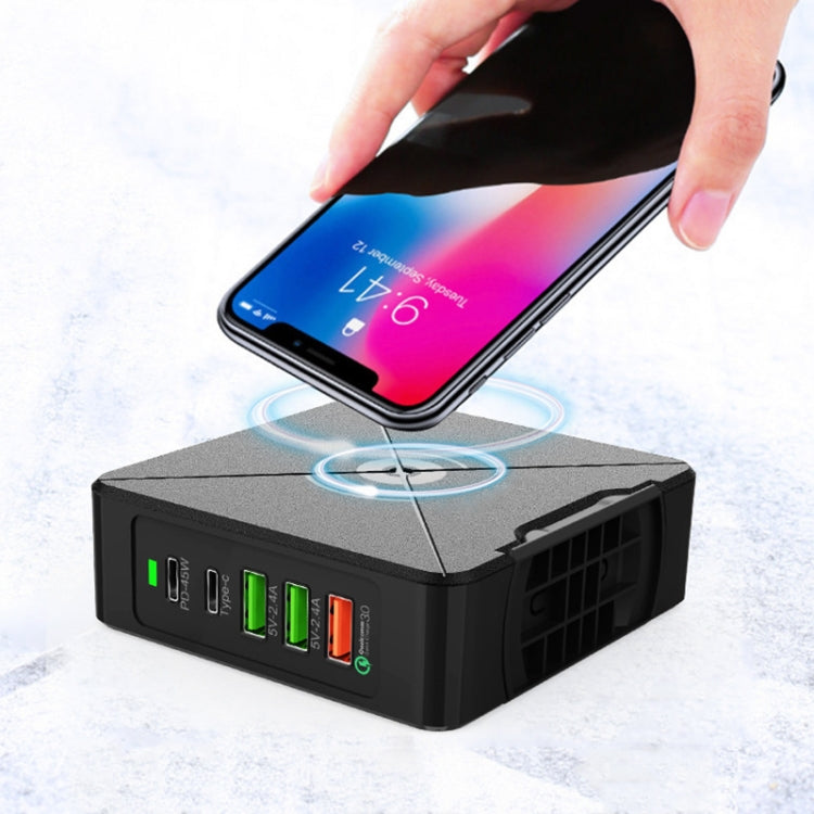 PD-75 Desktop PD Type-C USB QC 3.0 Fast Mobile Phone Charging Station Multifunctional Wireless Charger(US Plug)