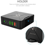 PD-75 Desktop PD Type-C USB QC 3.0 Fast Mobile Phone Charging Station Multifunctional Wireless Charger(UK Plug)