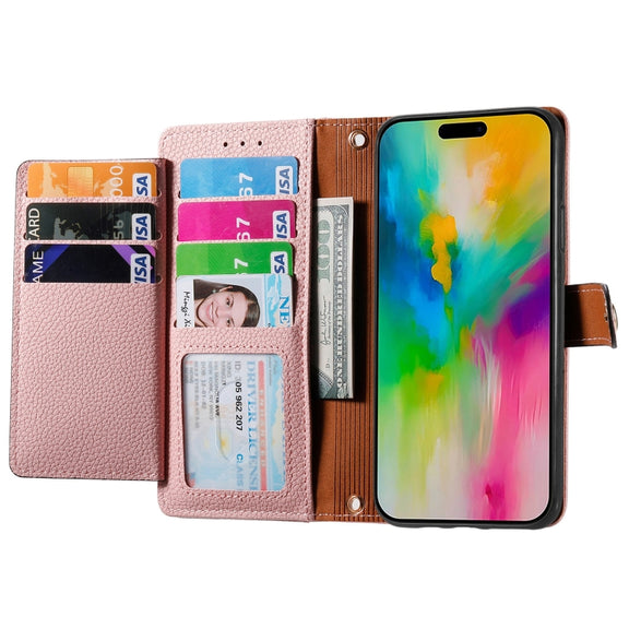 For iPhone 16 Love Zipper Lanyard Leather Phone Case(Pink)