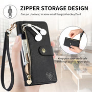 For iPhone 16 Love Zipper Lanyard Leather Phone Case(Black)