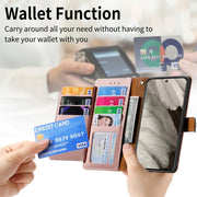 For iPhone 16 Pro Love Zipper Lanyard Leather Phone Case(Pink)