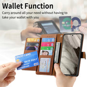 For iPhone 16 Pro Love Zipper Lanyard Leather Phone Case(Brown)