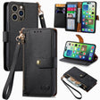For iPhone 16 Pro Love Zipper Lanyard Leather Phone Case(Black) - free shipping - PMC TechLife - Order now!
