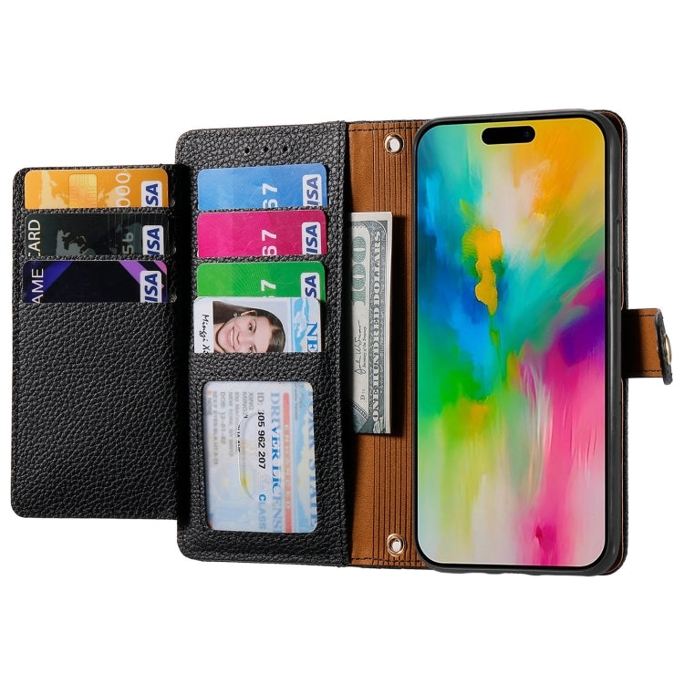 For iPhone 16 Pro Love Zipper Lanyard Leather Phone Case(Black)