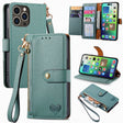 For iPhone 16 Pro Love Zipper Lanyard Leather Phone Case(Green) - iPhone 16 Pro Cases by PMC TechLife | Online Shopping South Africa | PMC TechLife | Buy Now Pay Later Mobicred