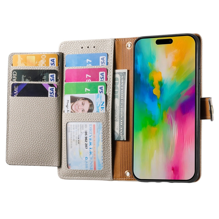 For iPhone 16 Pro Love Zipper Lanyard Leather Phone Case(Gray)