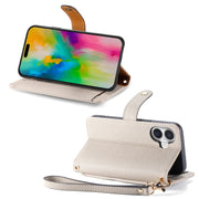 For iPhone 16 Pro Love Zipper Lanyard Leather Phone Case(Gray)