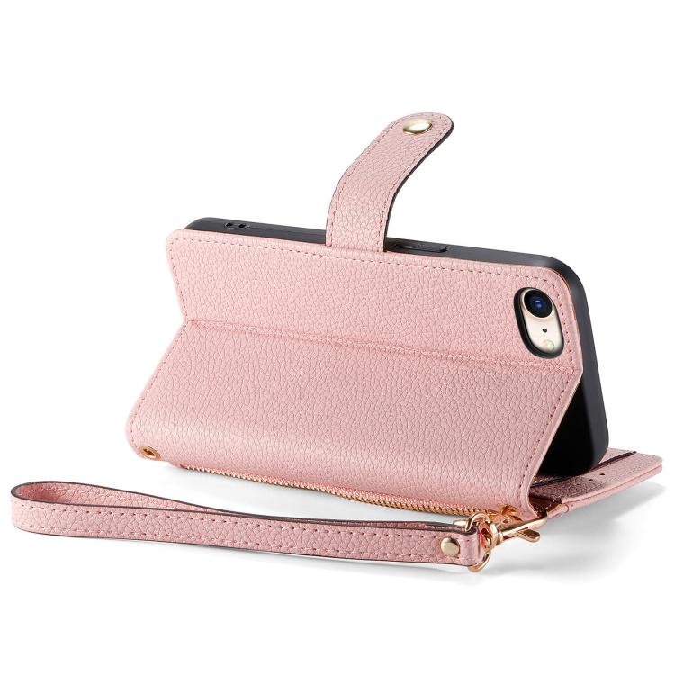 For iPhone 16e Love Zipper Lanyard Leather Phone Case(Pink) - iPhone 16e Cases by PMC TechLife | Online Shopping South Africa | PMC TechLife | Buy Now Pay Later Mobicred