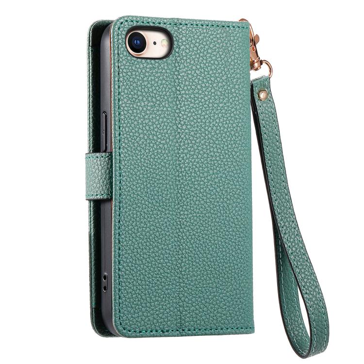 For iPhone 16e Love Zipper Lanyard Leather Phone Case(Green) - iPhone 16e Cases by PMC TechLife | Online Shopping South Africa | PMC TechLife | Buy Now Pay Later Mobicred