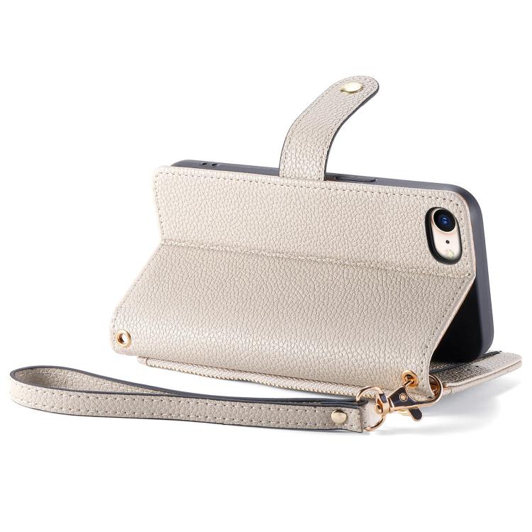 For iPhone 16e Love Zipper Lanyard Leather Phone Case(Gray) - iPhone 16e Cases by PMC TechLife | Online Shopping South Africa | PMC TechLife | Buy Now Pay Later Mobicred