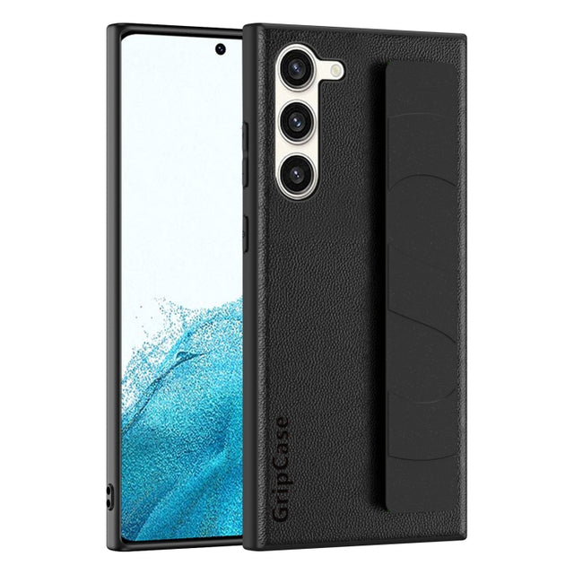 For Samsung Galaxy S22 5G Skin Elastic Wrist Grip Back Cover Phone Case(Black)