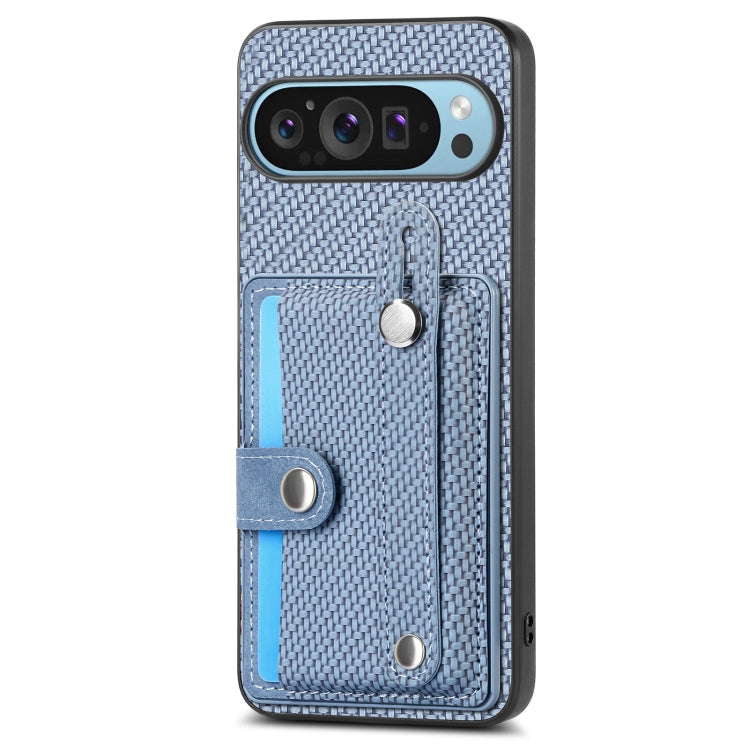 For Google Pixel 9 Wristband Kickstand Card Wallet Back Cover Phone Case with Tool Knife(Blue) - Google Cases by PMC TechLife | Online Shopping South Africa | PMC TechLife | Buy Now Pay Later Mobicred