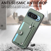 For Google Pixel 9 Wristband Kickstand Card Wallet Back Cover Phone Case with Tool Knife(Green)