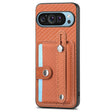 For Google Pixel 9 Pro Wristband Kickstand Card Wallet Back Cover Phone Case with Tool Knife(Brown) - Google Cases by PMC TechLife | Online Shopping South Africa | PMC TechLife | Buy Now Pay Later Mobicred